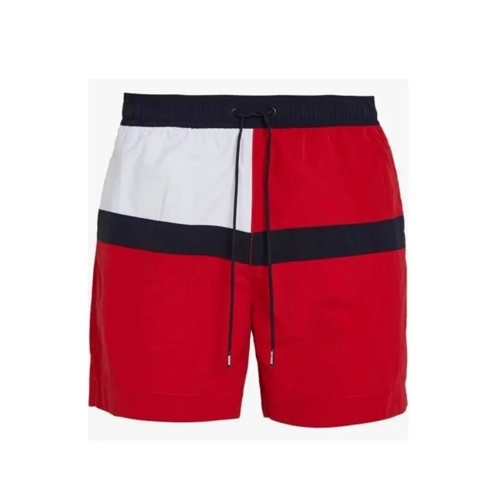 Tommy Hilfiger Flag Red Brief Lined Swim Trunks NWT